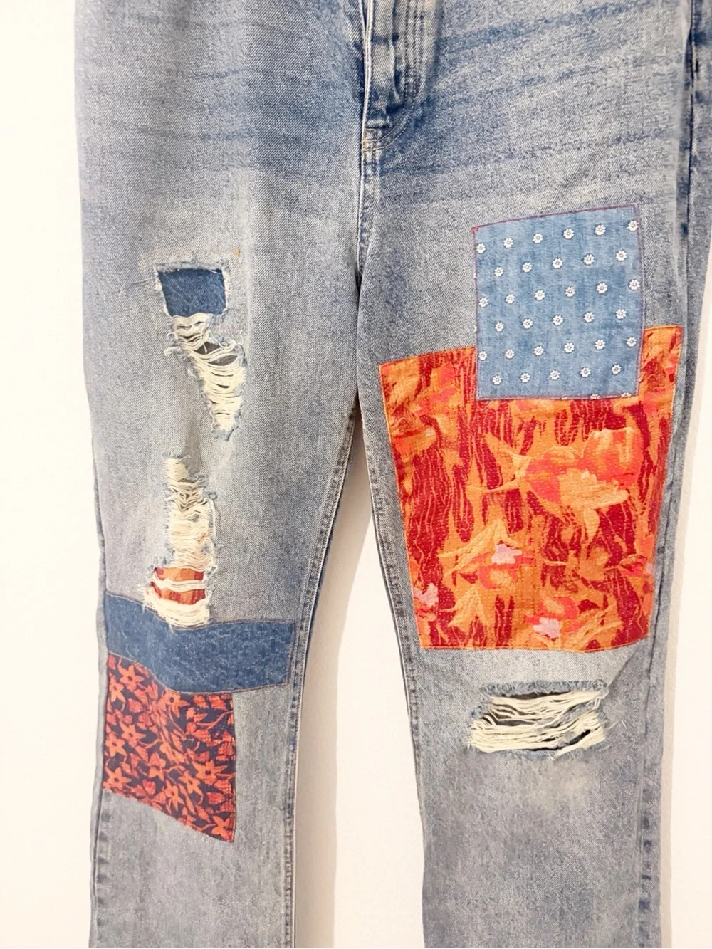 Free People Belladonna Patchwork Bootcut Jeans Size 31